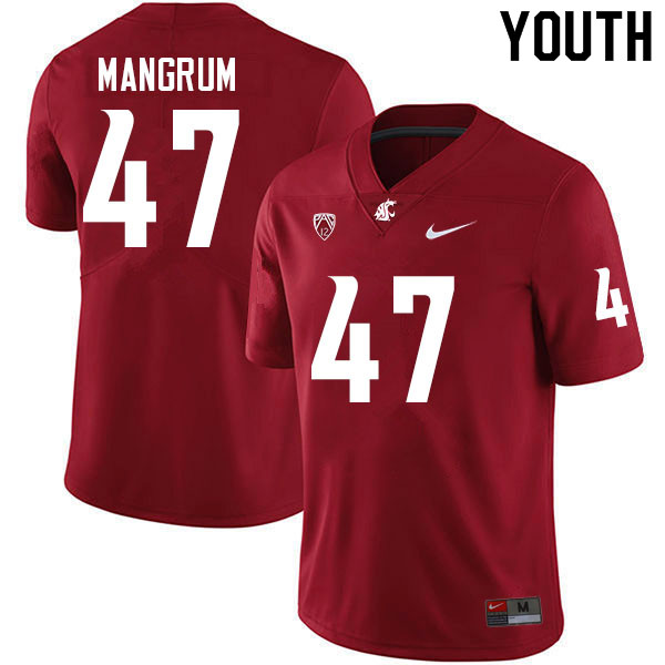 Youth #47 Okoye Mangrum Washington State Cougars College Football Jerseys Sale-Crimson